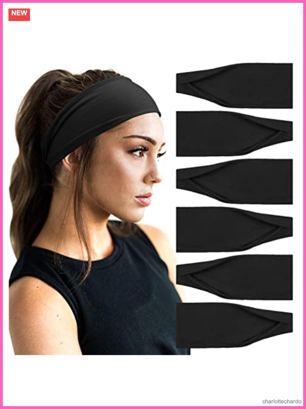 6 Pack Yoga Headbands for Women Elastic Non-Slip Workout Running Hair Bands